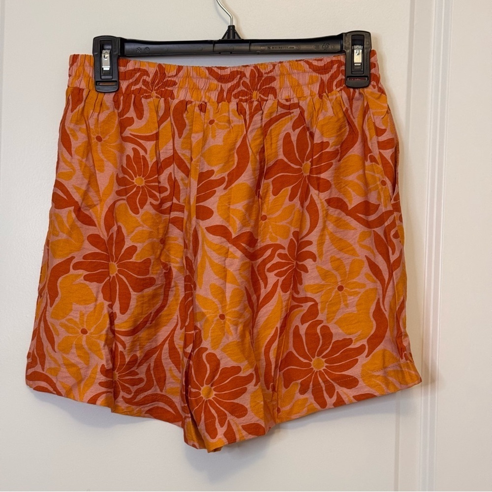 Sage the label, High Waist Orange and Red Shorts with Tropical Print - Picture 3 of 3